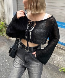モヘアタッチニットショートカーディガン