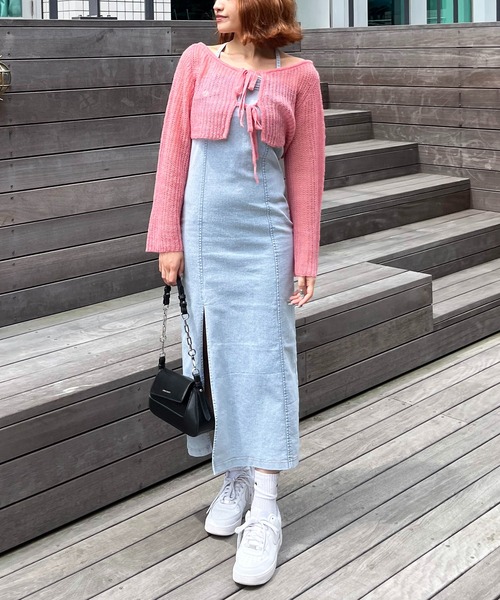 SPIRALGIRL（スパイラルガール）の「モヘアタッチニットショートカーディガン（カーディガン/ボレロ・レディース・グレー/ブラック/グリーン/ピンク・FREE）」の10枚目の写真