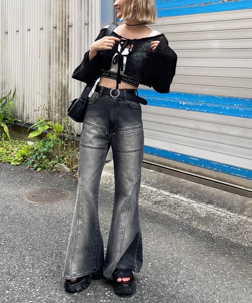 SPIRALGIRL（スパイラルガール）の「モヘアタッチニットショートカーディガン（カーディガン/ボレロ・レディース・グレー/ブラック/グリーン/ピンク・FREE）」の11枚目の写真