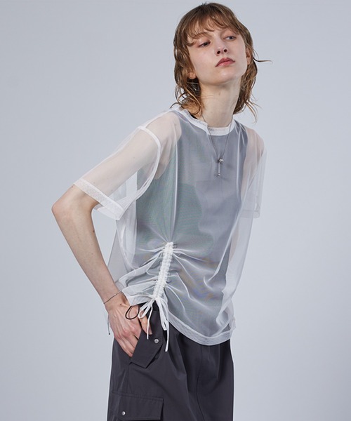 ELOOPS(イーループス)の「【ELOOPS】4WAY レイヤード シアートップスセット・Tシャツ・タンクトップ(Tシャツ/カットソー・レディース・ミント/ブラック/ブラウン・FREE)」の11枚目の写真