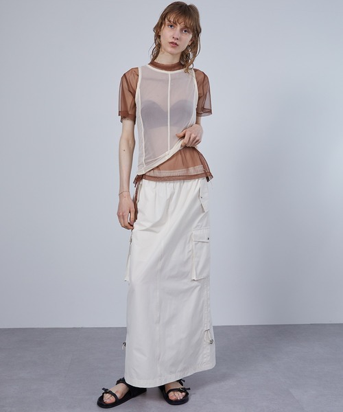 ELOOPS(イーループス)の「【ELOOPS】4WAY レイヤード シアートップスセット・Tシャツ・タンクトップ(Tシャツ/カットソー・レディース・ミント/ブラック/ブラウン・FREE)」の15枚目の写真