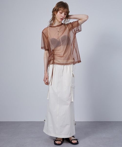 ELOOPS(イーループス)の「【ELOOPS】4WAY レイヤード シアートップスセット・Tシャツ・タンクトップ(Tシャツ/カットソー・レディース・ミント/ブラック/ブラウン・FREE)」の16枚目の写真