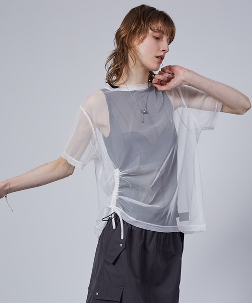 ELOOPS(イーループス)の「【ELOOPS】4WAY レイヤード シアートップスセット・Tシャツ・タンクトップ(Tシャツ/カットソー・レディース・ミント/ブラック/ブラウン・FREE)」の4枚目の写真