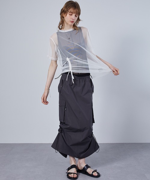 ELOOPS(イーループス)の「【ELOOPS】4WAY レイヤード シアートップスセット・Tシャツ・タンクトップ(Tシャツ/カットソー・レディース・ミント/ブラック/ブラウン・FREE)」の5枚目の写真