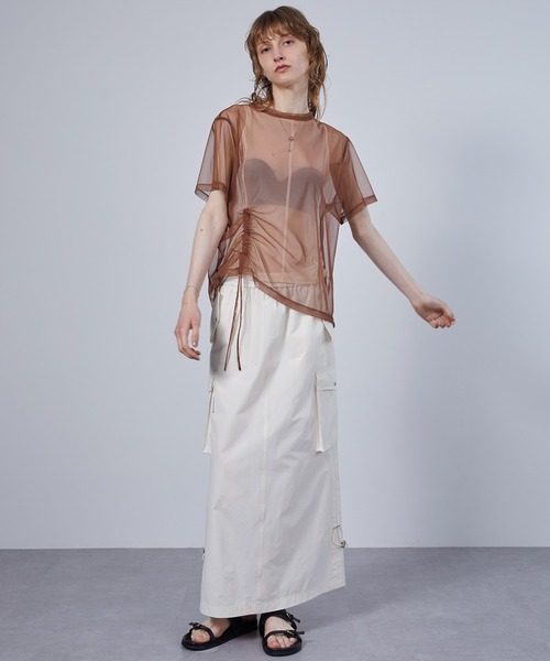 ELOOPS(イーループス)の「【ELOOPS】4WAY レイヤード シアートップスセット・Tシャツ・タンクトップ(Tシャツ/カットソー・レディース・ミント/ブラック/ブラウン・FREE)」の7枚目の写真