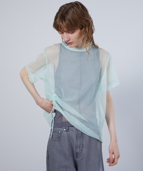 ELOOPS(イーループス)の「【ELOOPS】4WAY レイヤード シアートップスセット・Tシャツ・タンクトップ(Tシャツ/カットソー・レディース・ミント/ブラック/ブラウン・FREE)」の10枚目の写真