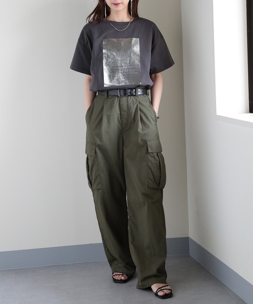 MAISON BREEZE（メゾンブリーズ）の「【MAISON BREEZE】箔プリント Tシャツ 224-561-2861 DTK（Tシャツ/カットソー・レディース・ホワイト/チャコールグレー・FREE）」の12枚目の写真