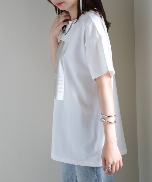 MAISON BREEZE（メゾンブリーズ）の「【MAISON BREEZE】箔プリント Tシャツ 224-561-2861 DTK（Tシャツ/カットソー・レディース・ホワイト/チャコールグレー・FREE）」の6枚目の写真