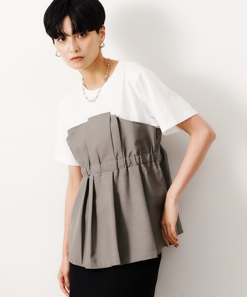 OPAQUE.CLIP(オペークドットクリップ)の「◆ビスチェドッキングカットソー【洗濯機洗い可】(Tシャツ/カットソー・レディース・グレー系4/ブラック系4/ベージュ系4・38/40/42)」の3枚目の写真