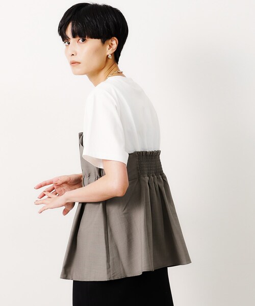 OPAQUE.CLIP(オペークドットクリップ)の「◆ビスチェドッキングカットソー【洗濯機洗い可】(Tシャツ/カットソー・レディース・グレー系4/ブラック系4/ベージュ系4・38/40/42)」の4枚目の写真