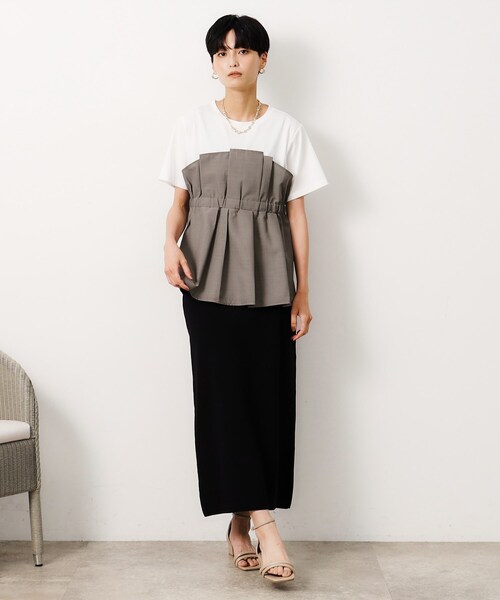 OPAQUE.CLIP(オペークドットクリップ)の「◆ビスチェドッキングカットソー【洗濯機洗い可】(Tシャツ/カットソー・レディース・グレー系4/ブラック系4/ベージュ系4・38/40/42)」の5枚目の写真