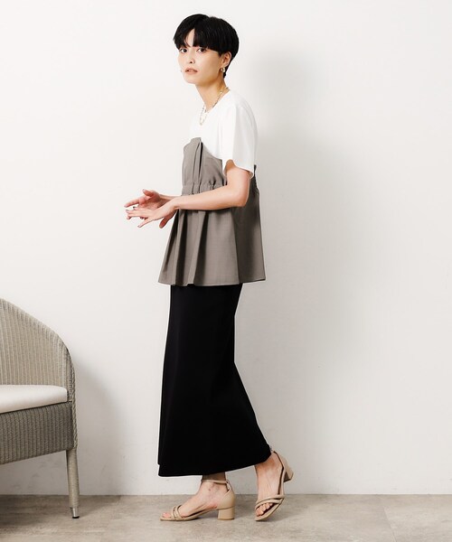 OPAQUE.CLIP(オペークドットクリップ)の「◆ビスチェドッキングカットソー【洗濯機洗い可】(Tシャツ/カットソー・レディース・グレー系4/ブラック系4/ベージュ系4・38/40/42)」の6枚目の写真