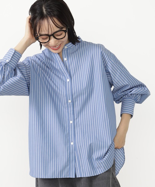 FOUND GOOD（ファウンドグッド）の「UVソデギャザーシャツLS（シャツ/ブラウス・レディース・ベージュ/ブルー系5/ホワイト系5・L/M/S）」の3枚目の写真