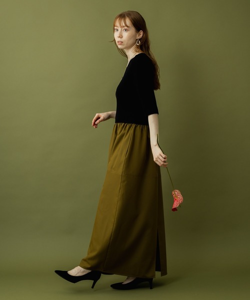 ROSIEE(ロージー)の「ROSIEE 異素材ドッキングコクーンワンピース(ワンピース・レディース・グレイッシュベージュ/カーキ・FREE)」の9枚目の写真