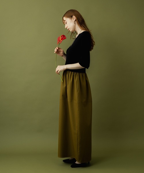 ROSIEE(ロージー)の「ROSIEE 異素材ドッキングコクーンワンピース(ワンピース・レディース・グレイッシュベージュ/カーキ・FREE)」の11枚目の写真