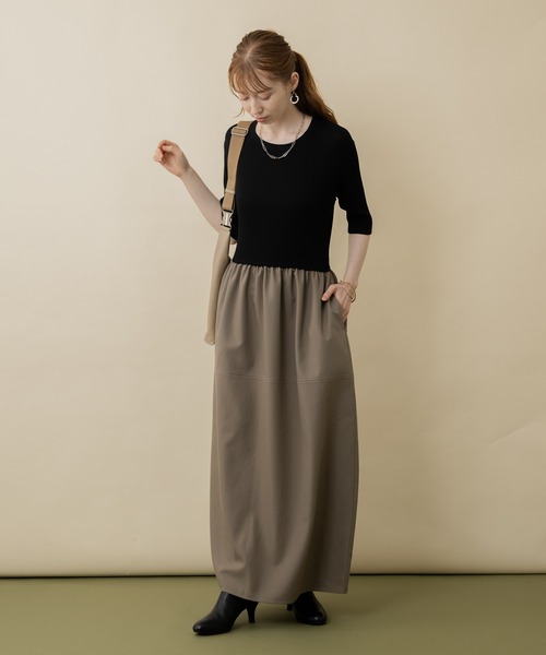 ROSIEE(ロージー)の「ROSIEE 異素材ドッキングコクーンワンピース(ワンピース・レディース・グレイッシュベージュ/カーキ・FREE)」の16枚目の写真