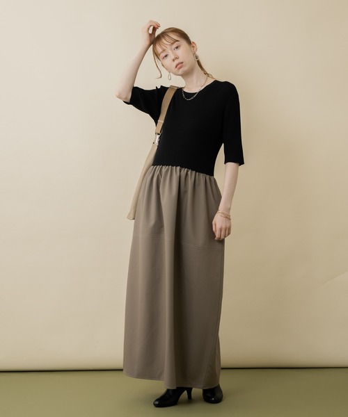 ROSIEE(ロージー)の「ROSIEE 異素材ドッキングコクーンワンピース(ワンピース・レディース・グレイッシュベージュ/カーキ・FREE)」の19枚目の写真