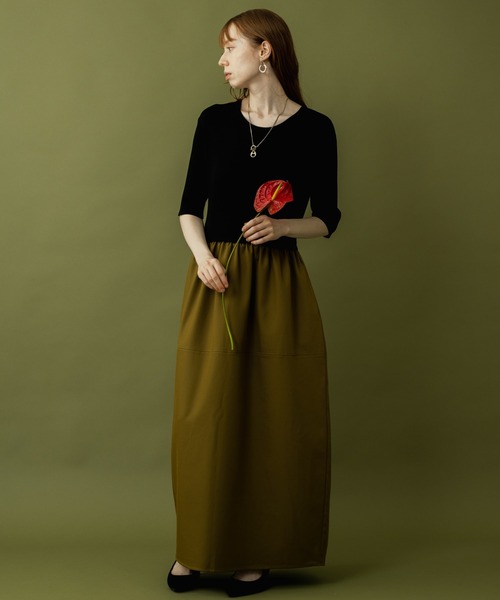 ROSIEE(ロージー)の「ROSIEE 異素材ドッキングコクーンワンピース(ワンピース・レディース・グレイッシュベージュ/カーキ・FREE)」の10枚目の写真