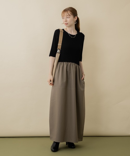 ROSIEE(ロージー)の「ROSIEE 異素材ドッキングコクーンワンピース(ワンピース・レディース・グレイッシュベージュ/カーキ・FREE)」の17枚目の写真