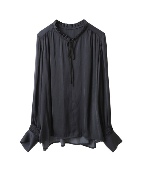 YECCA VECCA（イェッカヴェッカ）の「スタンドタックカラーリボンブラウス（シャツ/ブラウス・レディース・アイボリー/ネイビー/ベージュ・FREE）」の3枚目の写真