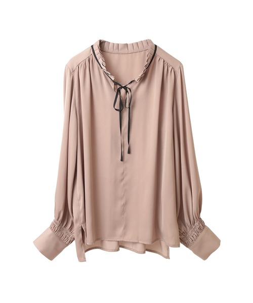 YECCA VECCA（イェッカヴェッカ）の「スタンドタックカラーリボンブラウス（シャツ/ブラウス・レディース・アイボリー/ネイビー/ベージュ・FREE）」の13枚目の写真