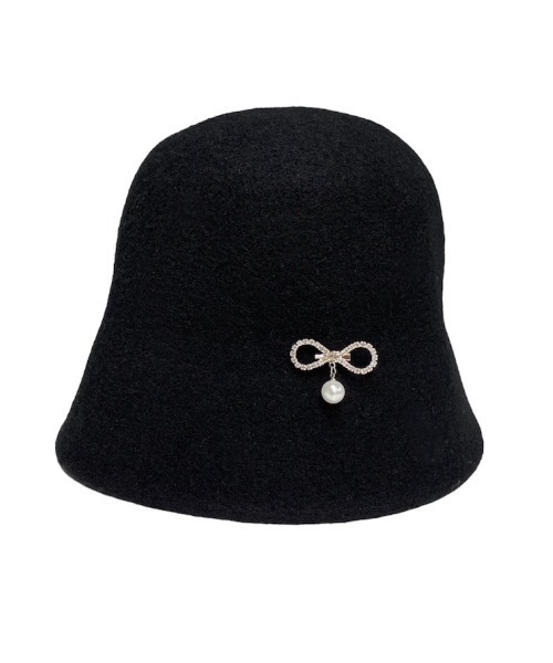 WILLSELECTION（ウィルセレクション）の「リボンブローチ付きウールバケットハット【WILLSELECTION ウィルセレクション】（ハット・レディース・ブラック・FREE）」の3枚目の写真