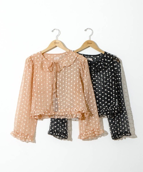 flower(フラワー)の「シアーフラワーブラウス(シャツ/ブラウス・レディース・コーラル/ブラック・FREE)」の3枚目の写真