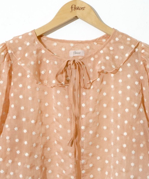 flower(フラワー)の「シアーフラワーブラウス(シャツ/ブラウス・レディース・コーラル/ブラック・FREE)」の7枚目の写真