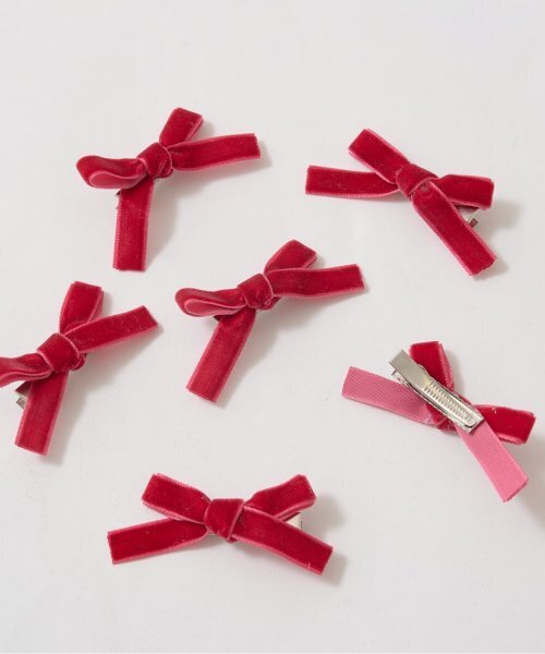 Lycee mine（リセマイン）の「ベロアリボンヘアクリップ6Pセット（バレッタ/ヘアクリップ・キッズ・レッド/ブラック/ピンク/モスグリーン/ブラウン・F）」の12枚目の写真