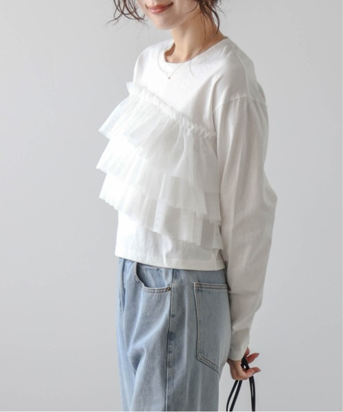 La-gemme(ラジェム)の「フリルチュールロングTシャツ(Tシャツ/カットソー・レディース・ホワイト/ブラック・フリー)」の8枚目の写真