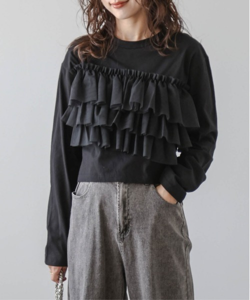 La-gemme(ラジェム)の「フリルチュールロングTシャツ(Tシャツ/カットソー・レディース・ホワイト/ブラック・フリー)」の12枚目の写真