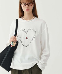 ハートデザイン ラウンドネックロングTシャツ FQ24S046【Fano Studios】