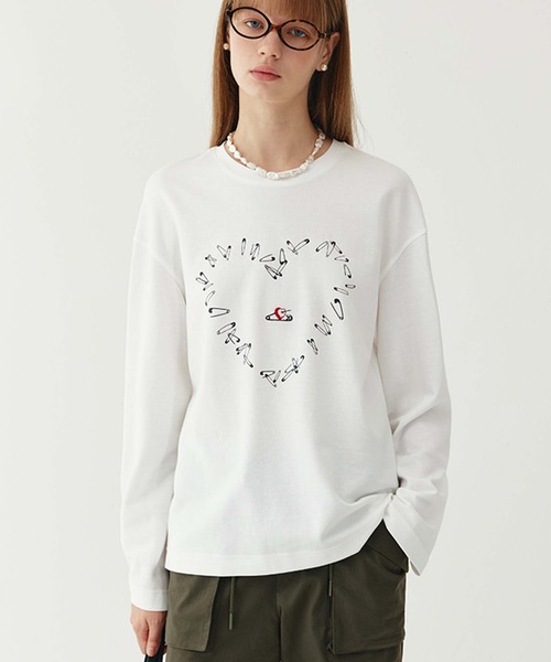Fano Studios(ファノ ストゥディオズ)の「ハートデザイン ラウンドネックロングTシャツ FQ24S046【Fano Studios】(Tシャツ/カットソー・レディース・ホワイト・L/M/S)」の6枚目の写真
