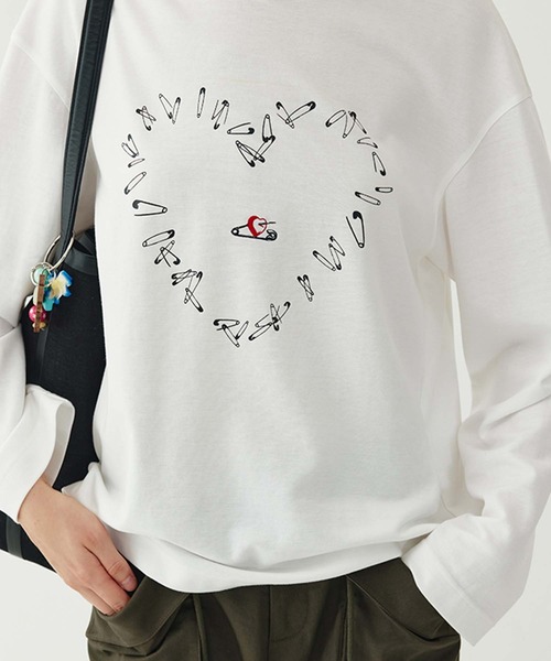 Fano Studios(ファノ ストゥディオズ)の「ハートデザイン ラウンドネックロングTシャツ FQ24S046【Fano Studios】(Tシャツ/カットソー・レディース・ホワイト・L/M/S)」の9枚目の写真