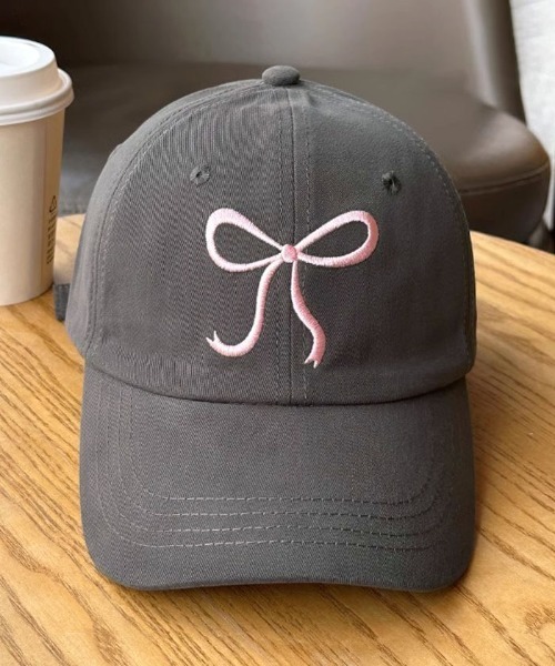 Futier land（フューティアランド）の「リボン刺繍キャップ/帽子（キャップ・レディース・グレー/ピンク/アイボリー/ブラック・FREE）」の4枚目の写真