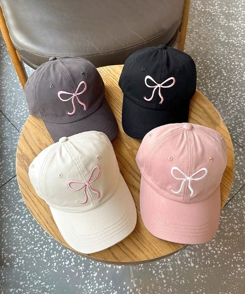 Futier land（フューティアランド）の「リボン刺繍キャップ/帽子（キャップ・レディース・グレー/ピンク/アイボリー/ブラック・FREE）」の5枚目の写真