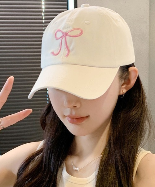 Futier land（フューティアランド）の「リボン刺繍キャップ/帽子（キャップ・レディース・グレー/ピンク/アイボリー/ブラック・FREE）」の20枚目の写真