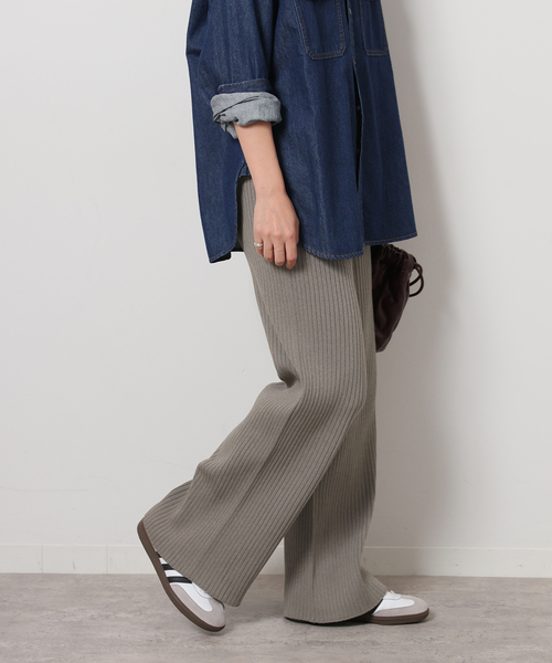 JOURNAL STANDARD relume（ジャーナルスタンダード　レリューム）の「《追加》ウォッシャブルストレッチニットリブパンツ（その他パンツ・レディース・ライトグレー/ブラウン・FREE）」の2枚目の写真