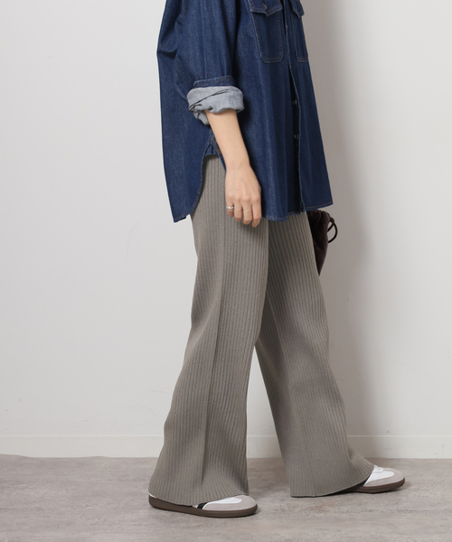 JOURNAL STANDARD relume（ジャーナルスタンダード　レリューム）の「《追加》ウォッシャブルストレッチニットリブパンツ（その他パンツ・レディース・ライトグレー/ブラウン・FREE）」の9枚目の写真