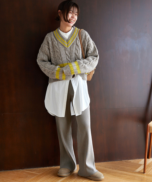 JOURNAL STANDARD relume（ジャーナルスタンダード　レリューム）の「《追加》ウォッシャブルストレッチニットリブパンツ（その他パンツ・レディース・ライトグレー/ブラウン・FREE）」の11枚目の写真