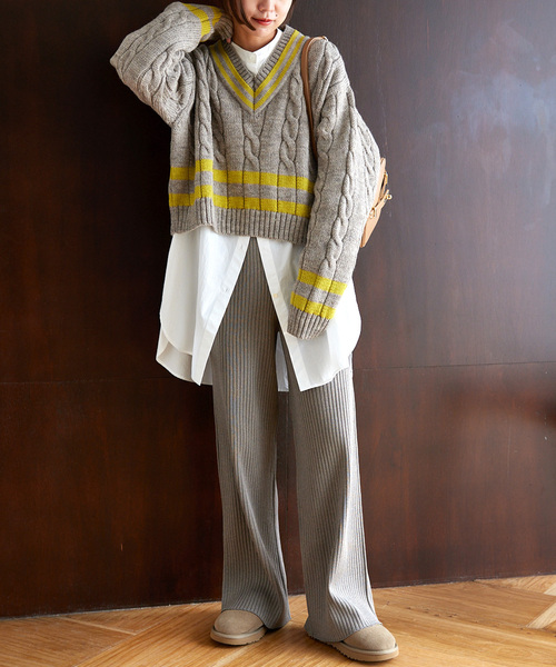 JOURNAL STANDARD relume（ジャーナルスタンダード　レリューム）の「《追加》ウォッシャブルストレッチニットリブパンツ（その他パンツ・レディース・ライトグレー/ブラウン・FREE）」の12枚目の写真