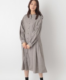 お手入れらくらくアソート柄シャツワンピース/132432
