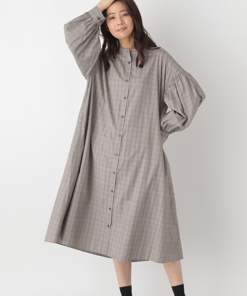 GLOBAL WORK(グローバルワーク)の「お手入れらくらくアソート柄シャツワンピース/132432(ワンピース・レディース・チャコール/ブラウン/ブルー・REGULAR/LONG)」の9枚目の写真