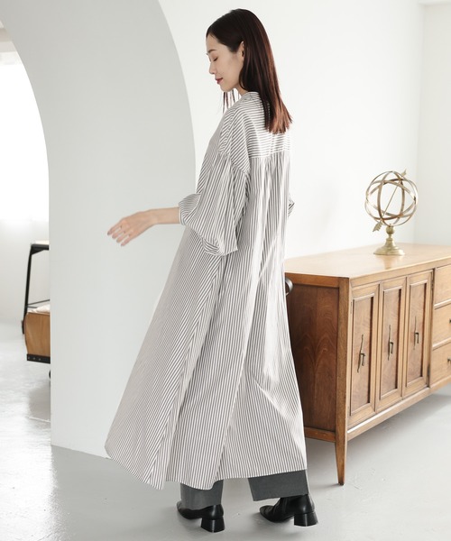 セール】お手入れらくらくアソート柄シャツワンピース/132432