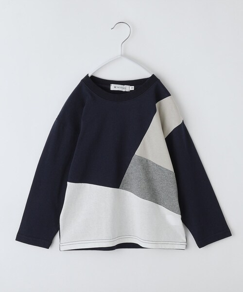 THE SHOP TK （ザ ショップ ティーケー ）の「【100－160】ブロッキング長袖カットソー/洗濯機OK（Tシャツ/カットソー・キッズ・ホワイト系7/ネイビー系4・10/11/12/13/14/15 /16）」の2枚目の写真