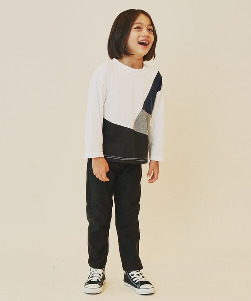 THE SHOP TK （ザ ショップ ティーケー ）の「【100－160】ブロッキング長袖カットソー/洗濯機OK（Tシャツ/カットソー・キッズ・ホワイト系7/ネイビー系4・10/11/12/13/14/15 /16）」の4枚目の写真