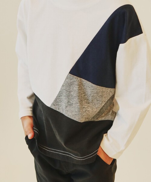 THE SHOP TK （ザ ショップ ティーケー ）の「【100－160】ブロッキング長袖カットソー/洗濯機OK（Tシャツ/カットソー・キッズ・ホワイト系7/ネイビー系4・10/11/12/13/14/15 /16）」の9枚目の写真