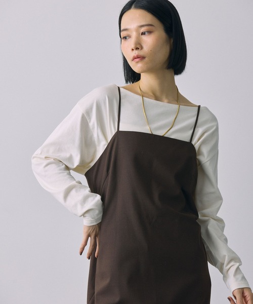 BABYLONE(バビロン)の「ボートネックニュアンスプルオーバー(Tシャツ/カットソー・レディース・オフホワイト/サーモンピンク/その他/ブラック・フリー)」の2枚目の写真