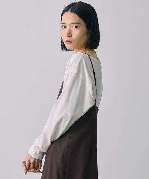 BABYLONE(バビロン)の「ボートネックニュアンスプルオーバー(Tシャツ/カットソー・レディース・オフホワイト/サーモンピンク/その他/ブラック・フリー)」の6枚目の写真