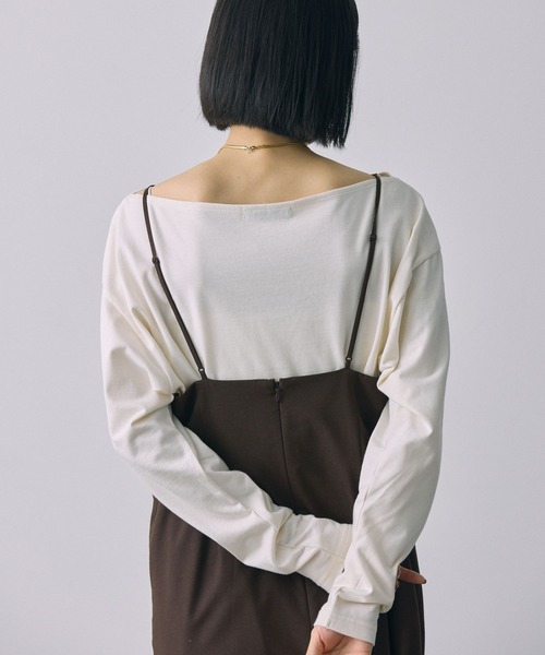 BABYLONE(バビロン)の「ボートネックニュアンスプルオーバー(Tシャツ/カットソー・レディース・オフホワイト/サーモンピンク/その他/ブラック・フリー)」の7枚目の写真